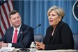 Suze Orman, right, and Under Secretary of the Army Patrick Murphy discuss the Army's new partnership with the personal finance expert during a news conference inside the Pentagon in Washington, D.C., Jan. 4, 2017. Orman, a best-selling author and television personality, plans to offer her services free of charge to Soldiers, including a seven-step online course, normally $54, and an upcoming video detailing the military's new retirement system. (Photo Credit: Sean Kimmons)