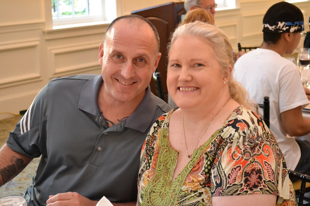 Master Sgt. Clifford Farmer and wife Shaun attend a dinner in September 2016, in Arlington, Va. Farmer has four combat tours under his belt and years of experience as an explosive ordnance disposal technician. Today, he battles post-traumatic stress disorder and depression, and urges leaders across the Marine Corps to show understanding and compassion for Marines who may be suffering. (Courtesy photo) 