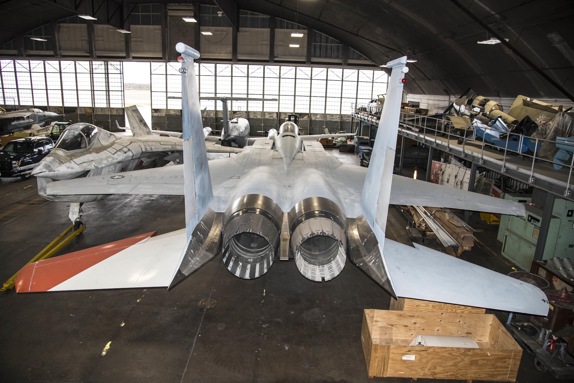 DAYTON, Ohio -- The McDonnell Douglas F-15 Streak Eagle is currently in storage at the National Museum of the United States Air Force. This aircraft can be viewed on the Behind the Scenes Tours. (U.S. Air Force photo by Ken LaRock)
