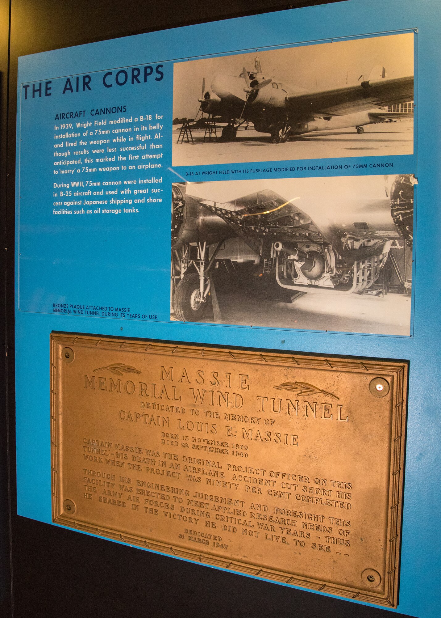 DAYTON, Ohio -- Strengthening the Air Corps exhibit in the Early Years Gallery at the National Museum of the United States Air Force. (U.S. Air Force photo)
