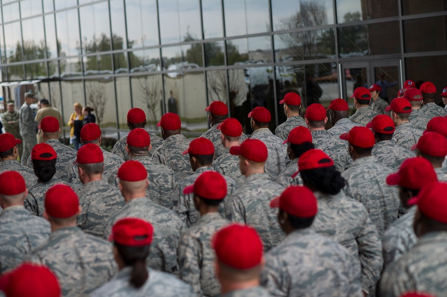Members from the 560th RED HORSE Squadron, along with joint mission partners and special guests, attend a ribbon cutting ceremony for the opening of a new readiness and training facility Jan. 6, 2017, at Joint Base Charleston, South Carolina. The new buildings will provide dedicated areas for the unit's offices, shops and storage (U.S. Air Force photo by Senior Airman Jonathan Lane).