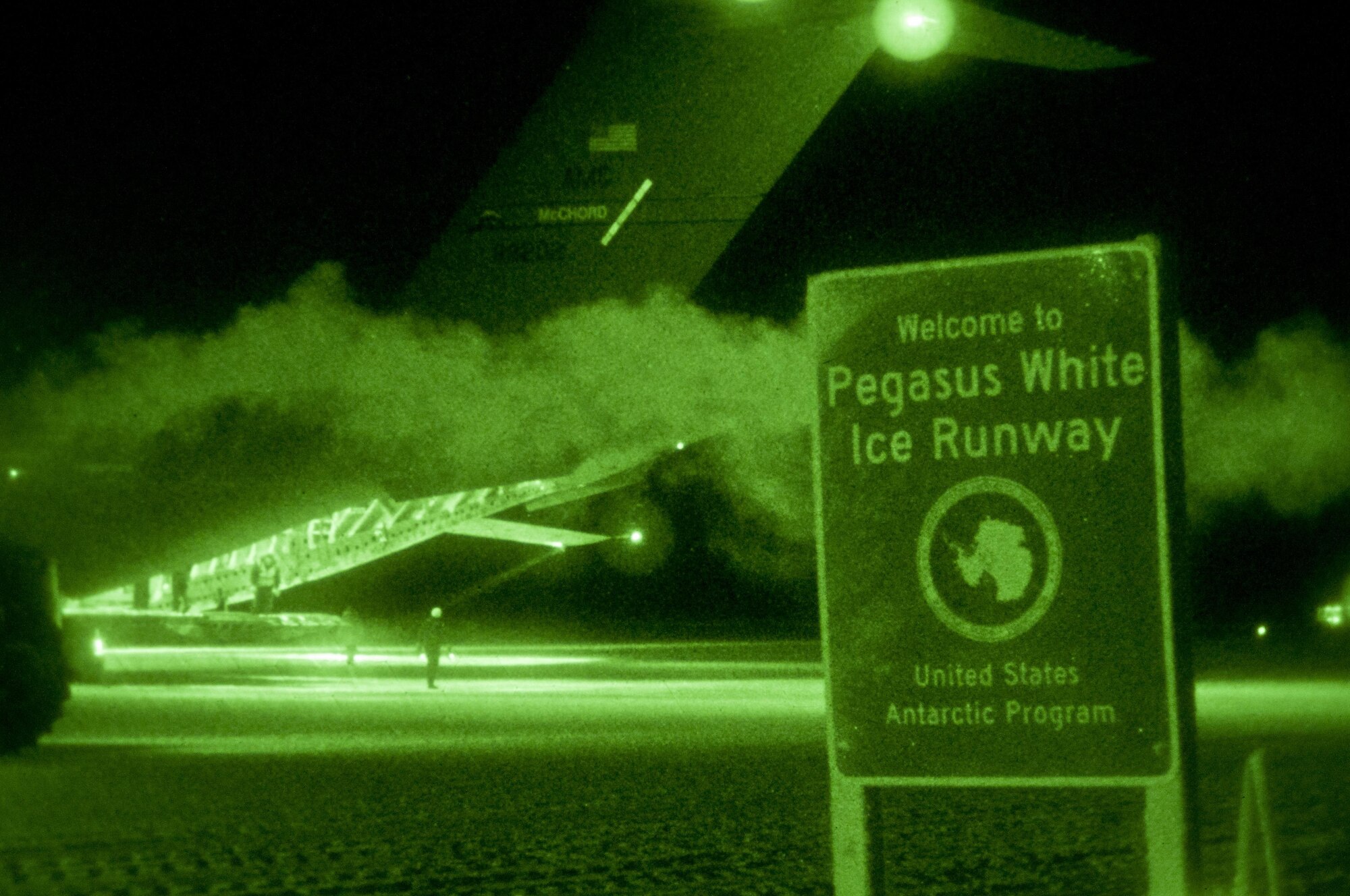 A C-17 Globemaster III from Joint Base Lewis-McChord, Washington, rests on Pegasus Ice Runway, Antarctica, July 15, 2016. (U.S. Air Force Reserve photo by Staff Sgt. Madelyn McCullough)