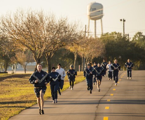 Airmen braved unseasonably cold area conditions of 23 degree temperatures and wind to complete their physical training test during the unit training assembly Jan. 8 at Duke Field.  (U.S. Air Force photo/Tech. Sgt. Sam King)