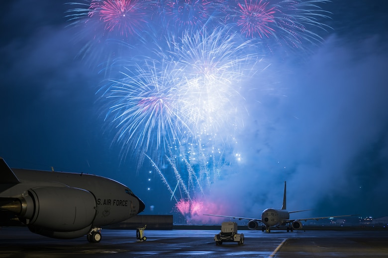 Fireworks light the sky at Yokota Air Base, Japan, during the 2016 Japanese-American Friendship Festival Sept. 18, 2016. Thousands of people attend the festival every year to learn more about the U.S. military and American culture. (U.S. Air Force photo/Senior Airman Delano Scott)