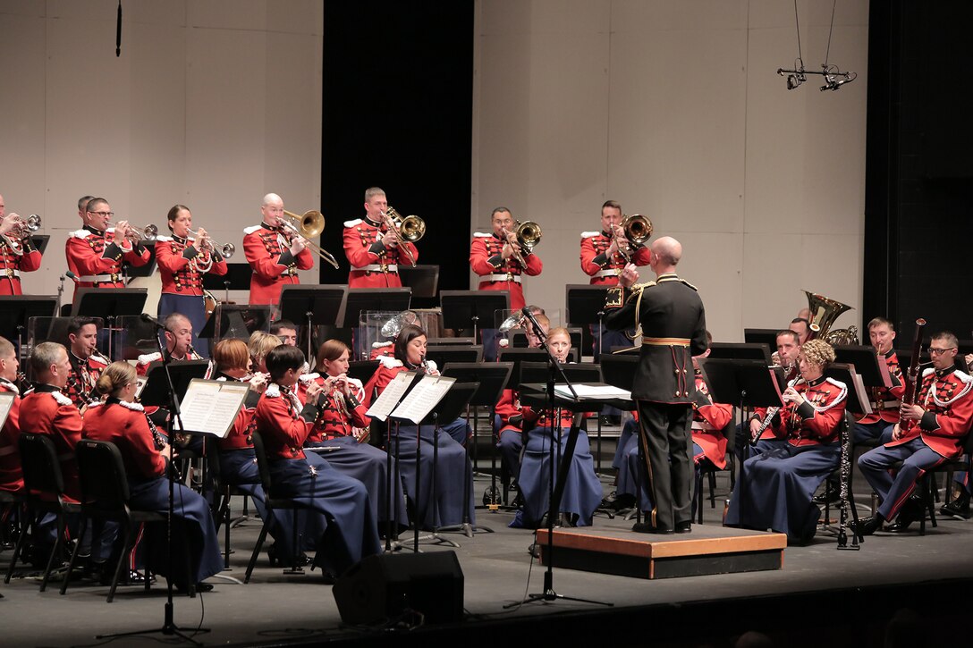Musicologist Dr. Patrick Warfield joined the Marine Band in this unique program that began with a sampling of Sousa’s famed concerts at New York City’s famous Hippodrome Theatre and his first efforts as a “war composer.” The concert concluded with “The March King’s” shift from peacetime entertainer to wartime public figure. (U.S. Marine Corps photo by Master Sgt. Kristin duBois/released)
