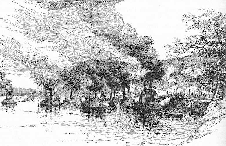 For six hours the gunboats of Rear Adm. David Dixon Porter’s squadron bombarded the Grand Gulf batteries, but were unable to pave the way for a landing of Grant’s soldiers.