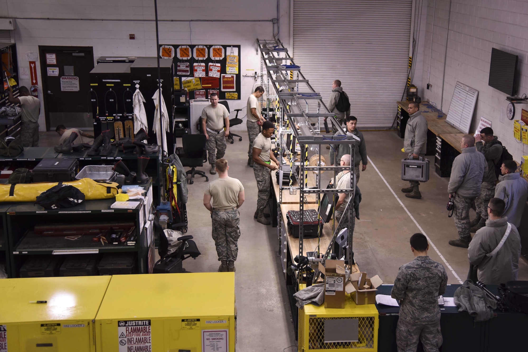 Members of the 19th Aircraft Maintenance Squadron Composite Tool Kit shop check in tools at the end of a shift Jan. 4, 2017, at Little Rock Air Force Base, Ark. The CTK shop contains and manages approximately $4 million worth of tools and equipment to properly maintain the C-130 fleet. (U.S. Air Force photo by Senior Airman Stephanie Serrano)