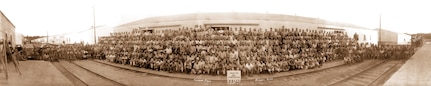 Members of Group B-2 and Misc. Construction pose for a photo at Keesler Field, Miss., Oct. 10, 1941. (Photo by Stone Cipher)
