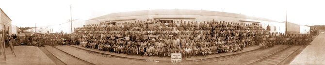 Members of Group B-2 and Misc. Construction pose for a photo at Keesler Field, Miss., Oct. 10, 1941. (Photo by Stone Cipher)

