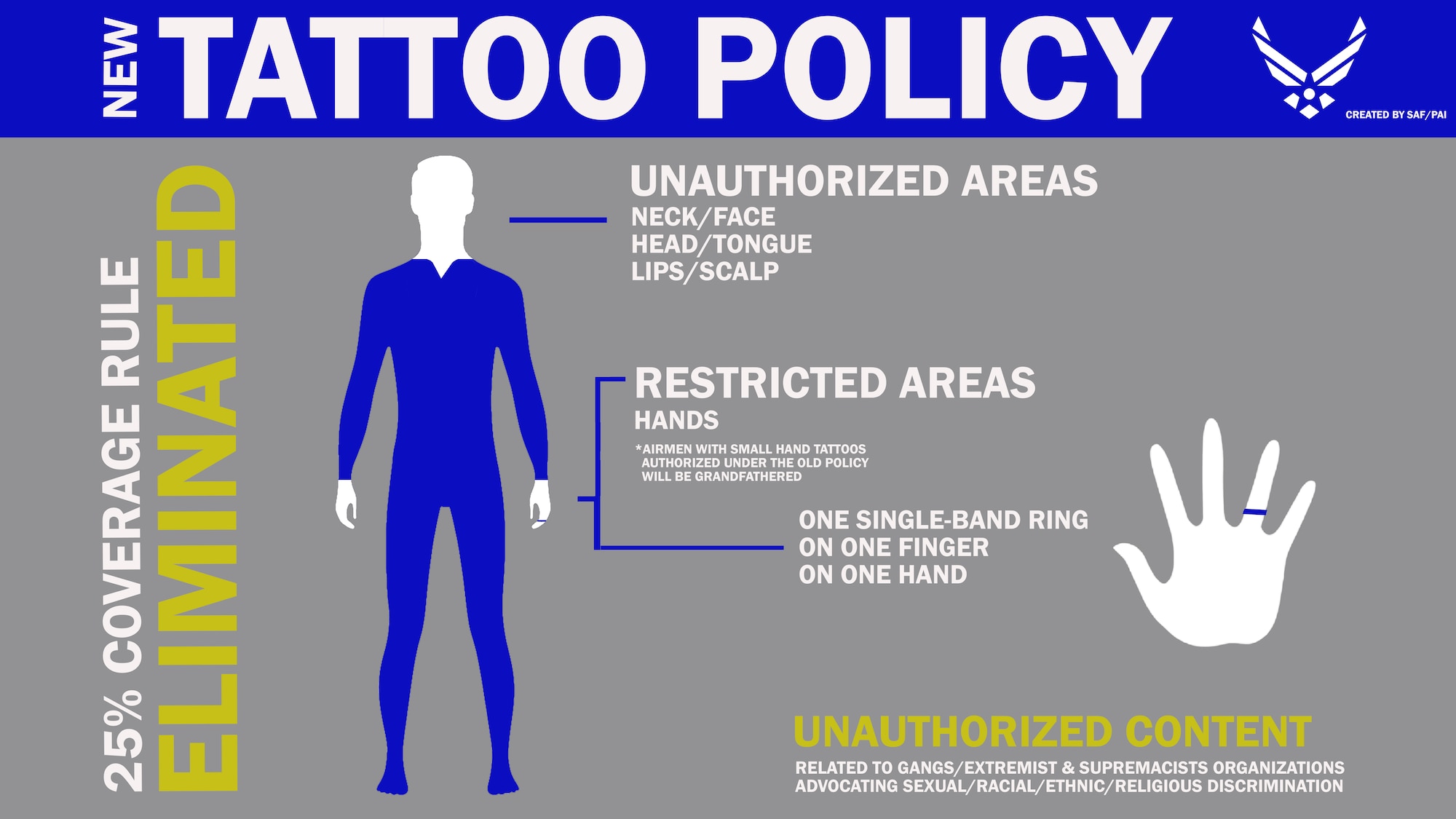 Visual representation of the new Air Force tattoo policy