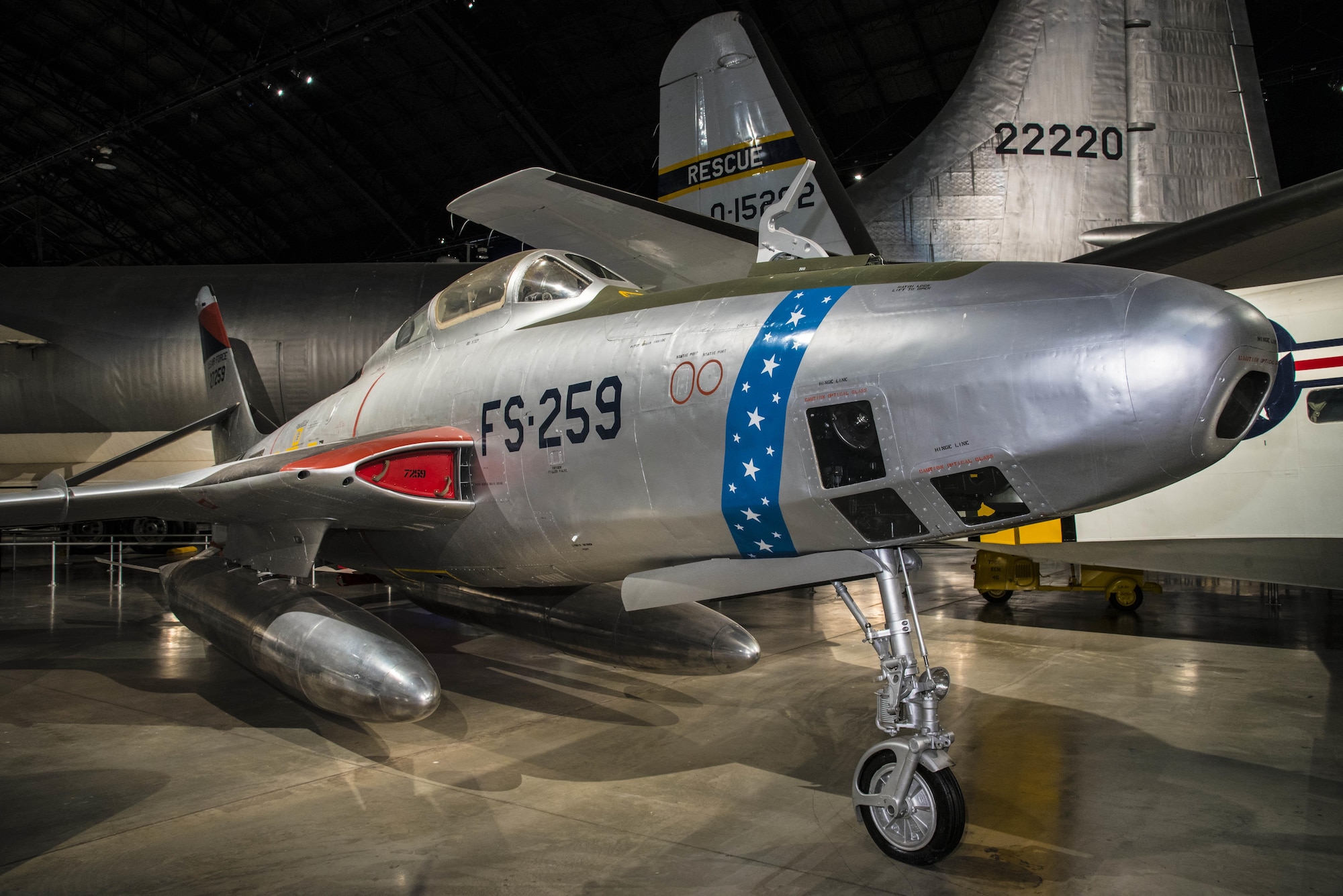 DAYTON, Ohio -- Republic RF-84K Thunderflash on display in the Cold War Gallery at the National Museum of the United States Air Force. (U.S. Air Force photo by Ken LaRock)