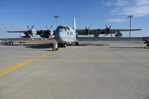 A project to retrofit Large Aircraft Infrared Countermeasures (LAIRCM) Advanced Threat Warning Systems onto the Navy C-130Js arrived at the Warner Robins Air Logistics Complex in fiscal 2016. It was completed ahead of schedule in early fiscal 2017 through the combined efforts of the 559th Aircraft Maintenance Squadron, the unit that performs depot-level maintenance, repair and modification for all C-5 aircraft, and the 560th Aircraft Maintenance Squadron, which does the same for the C-130. (U.S. Air Force Photo by Ed Aspera)
