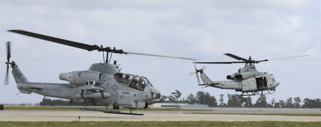 Marines with Marine Light Attack Helicopter Squadron 773 traveled from the 4th Marine Aircraft Wing in New Orleans to Marine Corps Air Station New River, North Carolina, in support of 10th Marine Regiment, 2nd Marine Division during routine training on Oct. 5, 2016. The two units worked in conjunction with Marine Light Attack Helicopter Squadron 167 and Marine Light Attack Helicopter Squadron 269 to provide air support for 10th Marines. HMLA-773 is the only Reserve Marine Light Attack Helicopter Squadron in the Marine Corps.