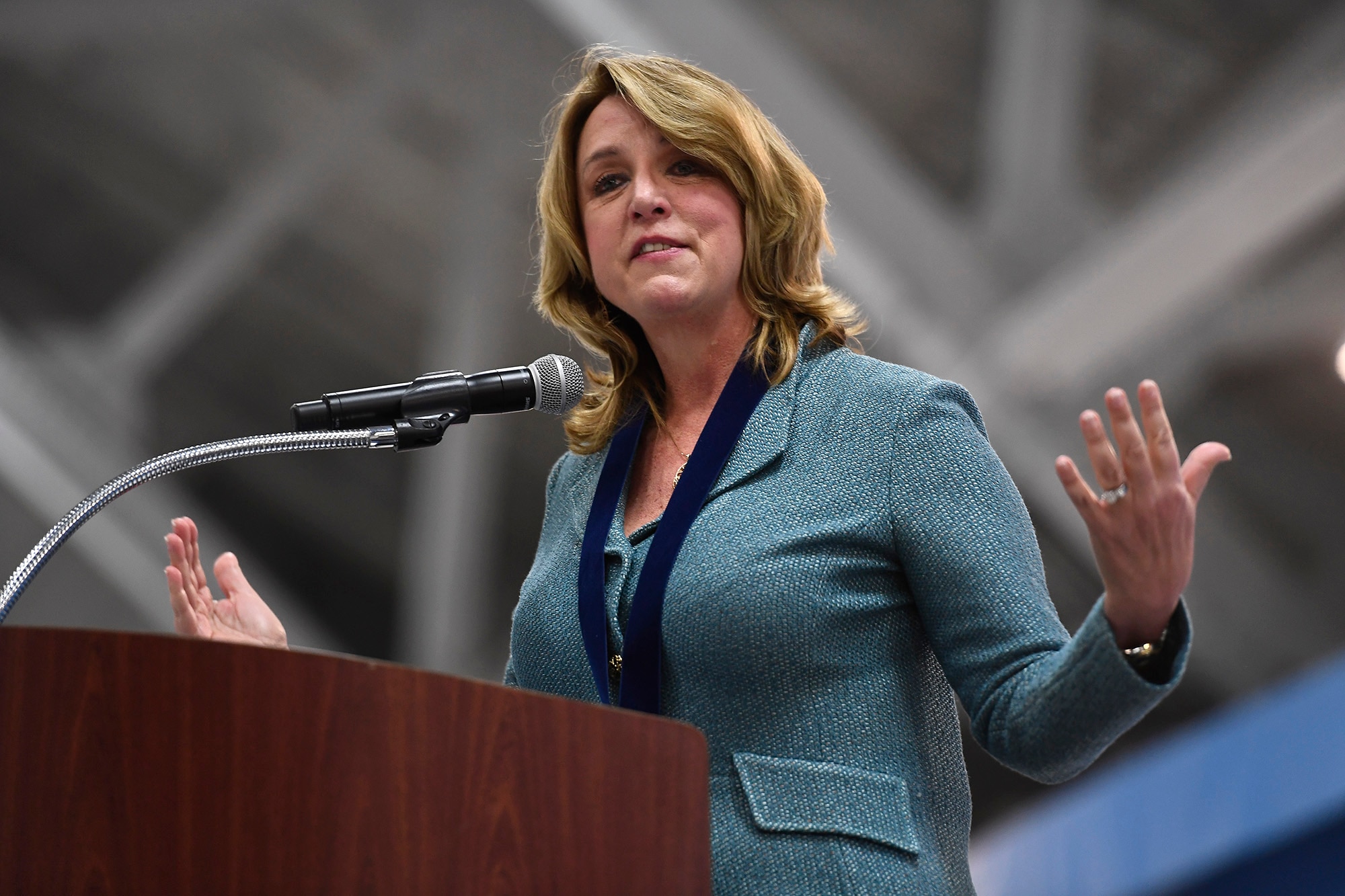 Secretary of the Air Force Deborah Lee James speaks during her farewell ceremony at Joint Base Andrews, Md., Jan. 11, 2017.  James took office as the 23rd secretary of the Air Force in December 2013. (U.S. Air Force photo/Scott M. Ash)