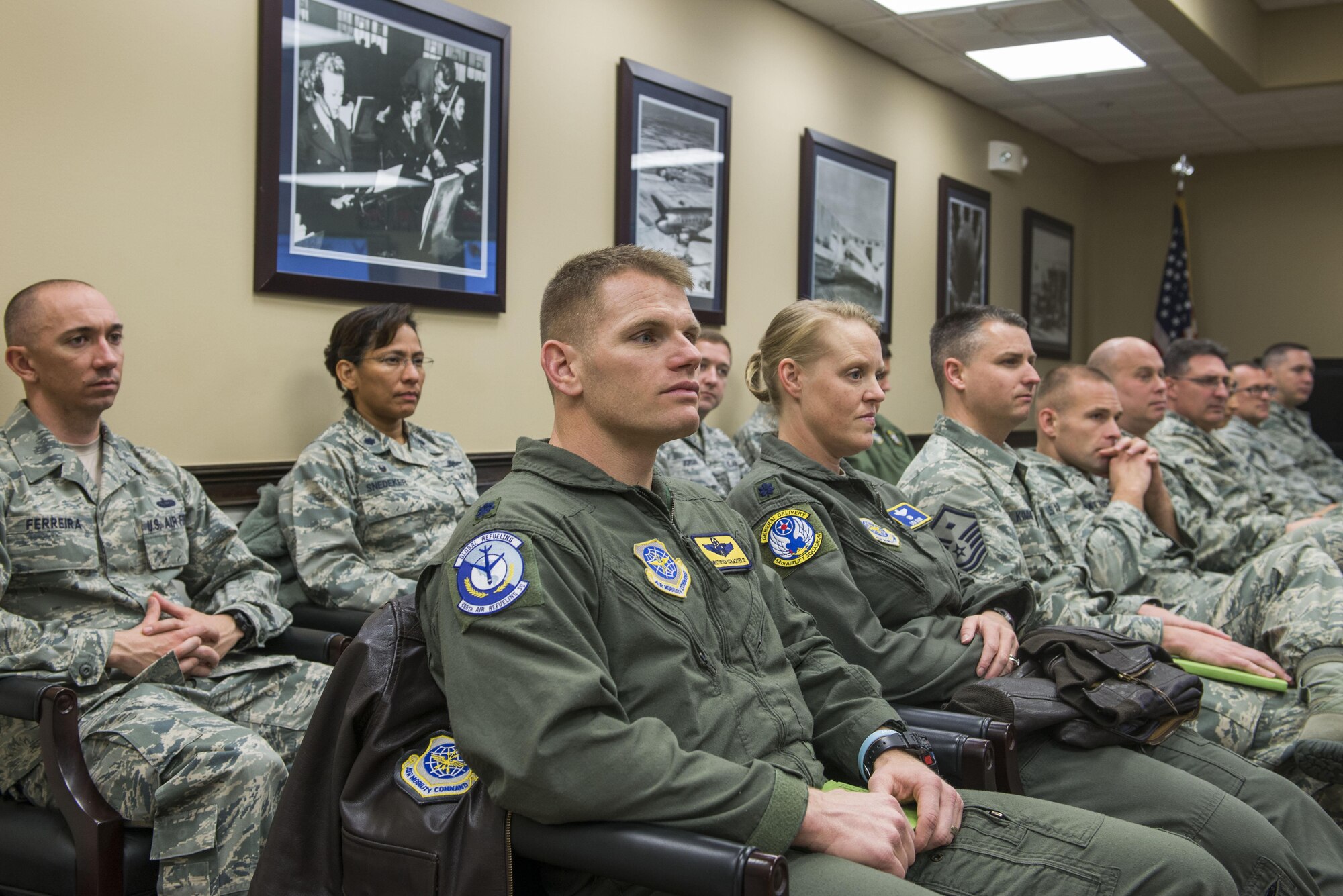 Members of Scott Air Force Base participate in the 2nd Annual Military Justice Symposium on Dec. 12, 2016. During the 5-hour event, topics ranged from progressive discipline measures to recent changes in command actions, as well as responsibilities on issues like the Department of Defense's transgenger policy. (U.S.Air Force Photo by Airman 1st Class Daniel Garcia)