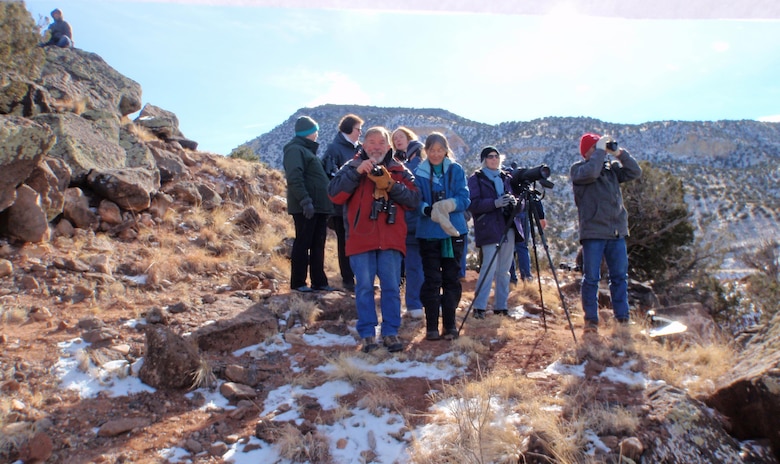 ABIQUIU LAKE, N.M. – Some of the volunteers counted eagles at fixed land viewing stations during the annual Midwinter Bald Eagle Watch, Jan. 7, 2017. In total of 12 eagles were counted.