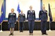 Left to right, Lt. Col. Claudia Malone, 111th Mission Support Group and 112th Cyberspace Operations Squadron commander, 1st Sgt. Brian Zarilla of the 111th Security Forces Squadron, Lt. Col. Christine Munch, 111th Attack Wing inspector general and Lt. Col. James Williams, 111th SFS commander, stand for the assumption of command ceremony at Horsham Air Guard Station, Pa., Jan. 8, 2017. Williams and Munch, who both began their military careers as enlisted security forces Airmen, traded leadership positions during January’s regularly scheduled drill (RSD). (U.S. Air National Guard photo by Tech. Sgt. Andria Allmond)