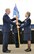 Commander of the 111th Attack Wing Howard Eissler hands the 111th Mission Support Group guidion to Lt. Col. Claudia Malone as she ceremoniously takes leadership of the group during an event held at Horsham Air Guard Station, Pa. Jan. 8, 2017. In addition to being the 111th MSG commander, Malone will also be commanding the newly-formed 112th Cyberspace Operations Squadron here. (U.S. Air National Guard photo by Tech. Sgt. Andria Allmond/ Released)