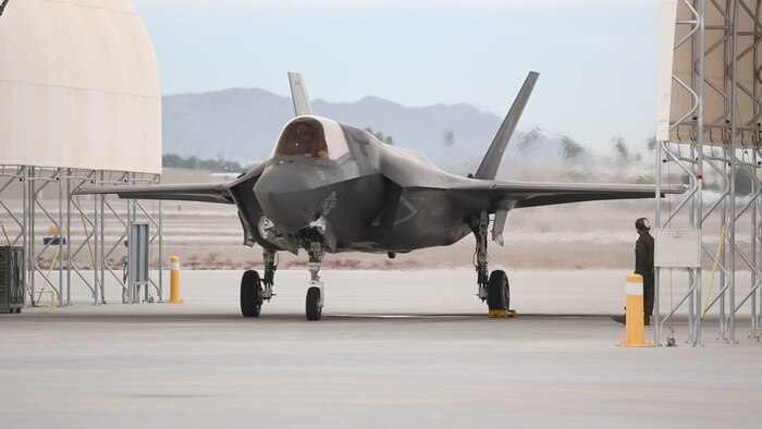 An F-35B lightning II with Marine Fighter Attack Squadron (VMFA) 121 prepares to take off aboard Marine Corps Air Station Yuma, Ariz., Jan. 9, 2017, as it transits the Pacific en route to Marine Corps Air Station Iwakuni, Japan. VMFA-121 is the first operational F-35B squadron in the Marine Corps, with its relocation to 1st Marine Aircraft Wing at Iwakuni.  The F-35B was developed to replace the Marine Corps’ F/A-18 Hornet, AV-8B Harrier and EA- 6B Prowler. The Short Take-off Vertical Landing (STOVL) aircraft is a true force multiplier. The unique combination of stealth, cutting-edge radar and sensor technology, and electronic warfare systems bring all of the access and lethality capabilities of a fifth-generation fighter, a modern bomber, and an adverse-weather, all-threat environment air support platform.