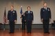 (left to right) Col. Craig C. Peters, 940th Air Refueling Wing commander, Lt. Col. Maureen H. McAllen and Col. Roderick T. Grunwald stand at a change of command ceremony Jan. 7, 2017, at Beale Air Force Base, California. Lt. Col. McAllen assumed command from Col. Grunwald. during the ceremony. (U.S. Air Force photo by Senior Airman Tara R. Abrahams)