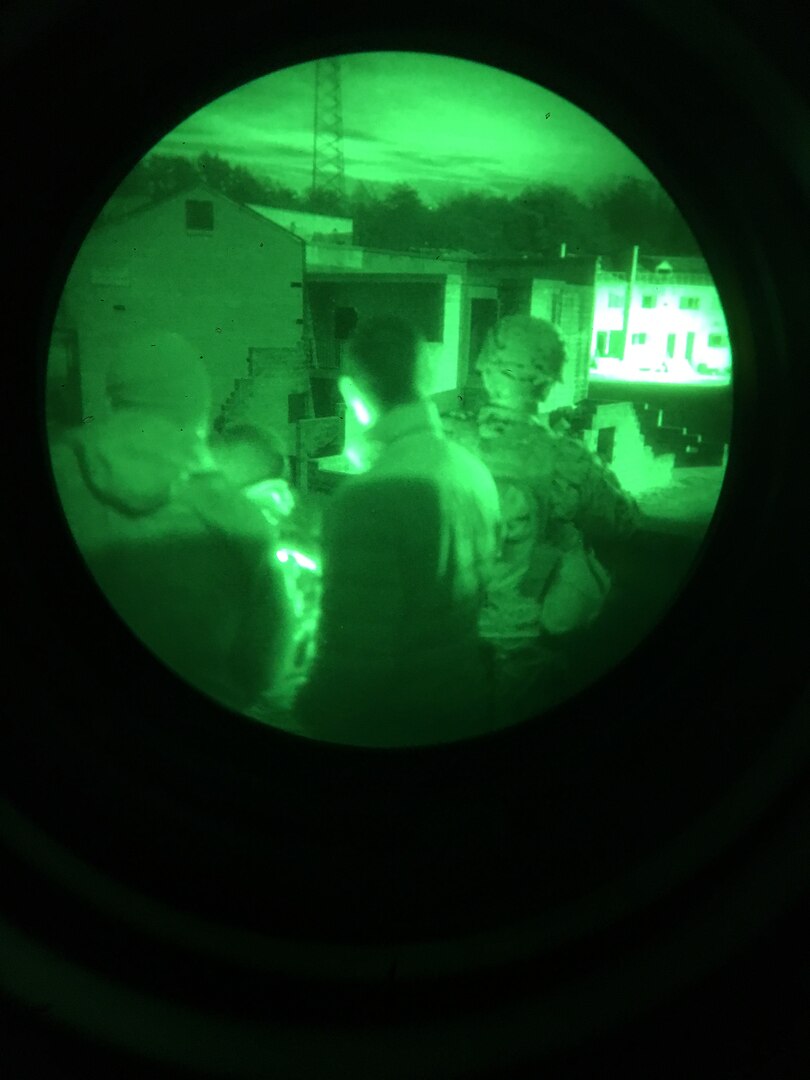 Marines from the School of Infantry–East at Camp Lejeune, N.C., participate in a target detection speed exercise in December aboard Marine Corps Base Quantico, Va. Marines evaluated various commercially-available night vision goggle attachments as part of Marine Corps Systems Command’s Infantry Equipping Challenge. The IEC is an ongoing effort to leverage new and emerging technologies from industry to enhance the capability of Infantry Marines. (U.S. Marine Corps photo by Ashley Calingo)