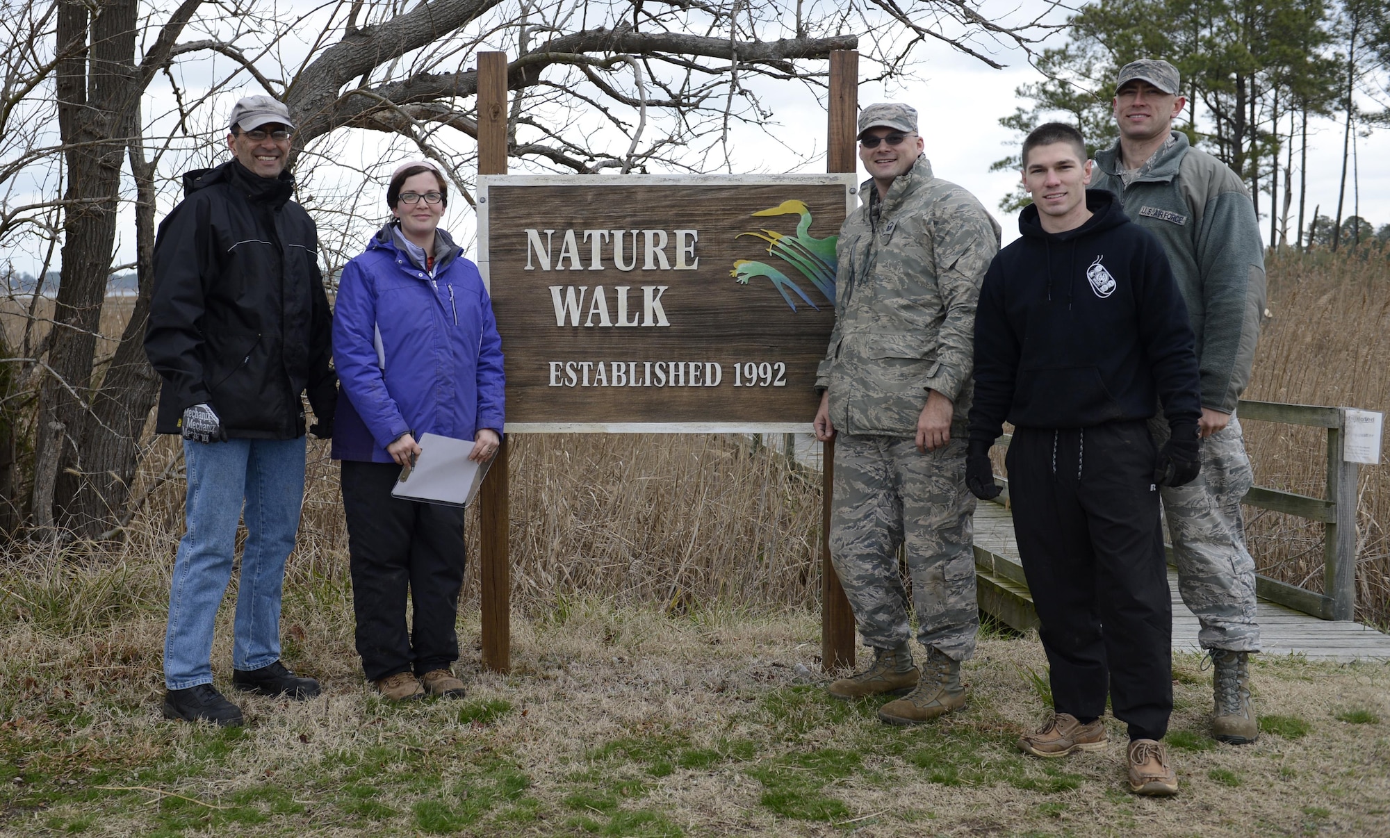 Volunteers helped relocate pollinator plants to the nature trail during a volunteer event at Joint Base Langley-Eustis, Va., Jan. 6, 2017. With volunteer support, relocating the plants from the Bethel Park Garden to the nature trail will allow the plants to better provide food and habitats to the pollinator species living in the area. (U.S. Air Force photo by Airman 1st Class Kaylee Dubois)