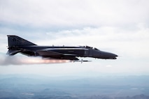 As a part of Operation Desert Storm, January – February, 1991, an F-4G Phantom launches a munition as a part of a Suppression of Enemy Air Defense mission during World War II. Since then, Misawa Air Base’s role transformed with the F-16 Fighting Falcon by contributing to Pacific Air Force’s “Rebalance” priority by building peace and prosperity for all nations across the Pacific region. (Courtesy Photo)