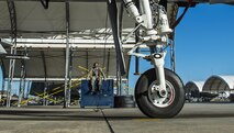 Senior Airman John Johnson, 23d Aircraft Maintenance Squadron crew chief, takes a break while waiting to marshal an A-10C Thunderbolt II, Jan. 12, 2017, at Moody Air Force Base, Ga. Twelve A-10Cs from the 74th Fighter Squadron left Moody to participate in Green Flag-West, a realistic air-land integration exercise designed to provide combat training to joint and coalition warfighters. (U.S. Photo by Airman 1st Class Janiqua P. Robinson)