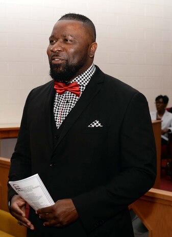 Pastor Darnell Lundy, keynote speaker, addresses a capacity crowd at Marine Corps Logistics Base Albany’s 2017 Dr. Martin Luther King Jr. observance, here, Jan.11. The event, which was held at the installation’s Chapel of the Good Shepherd, is an annual commemoration collaborated between Marine Corps Logistics Command, the Albany Area Chapter of Blacks in Government and MCLB Albany.
