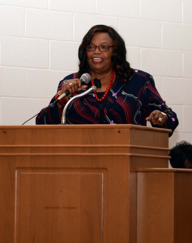 Freedom Singer, Rutha Harris, wowed the crowd with a musical selection at the installation’s 2017 Dr. Martin Luther King Jr. observance, Jan 11. The event, which was held at the Chapel of the Good Shepherd, aboard Marine Corps Logistics Base Albany, is a collaborative effort between Marine Corps Logistics Command, the Albany Area Chapter of Blacks in Government and MCLB Albany.