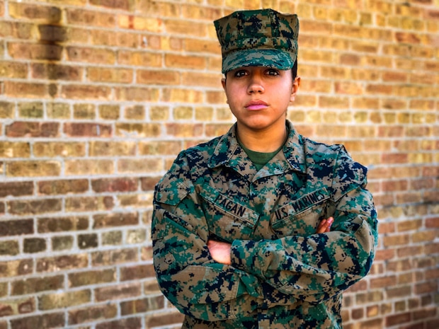 PFC Jayleen Pagan, 18, of Chicago  is currently assigned United States Marine Corps Detachment, Fort Sill, Okla., as a Marine awaiting training at the Marine Artillery School where she will train to become the Marine Corps’ first female forward observer. 