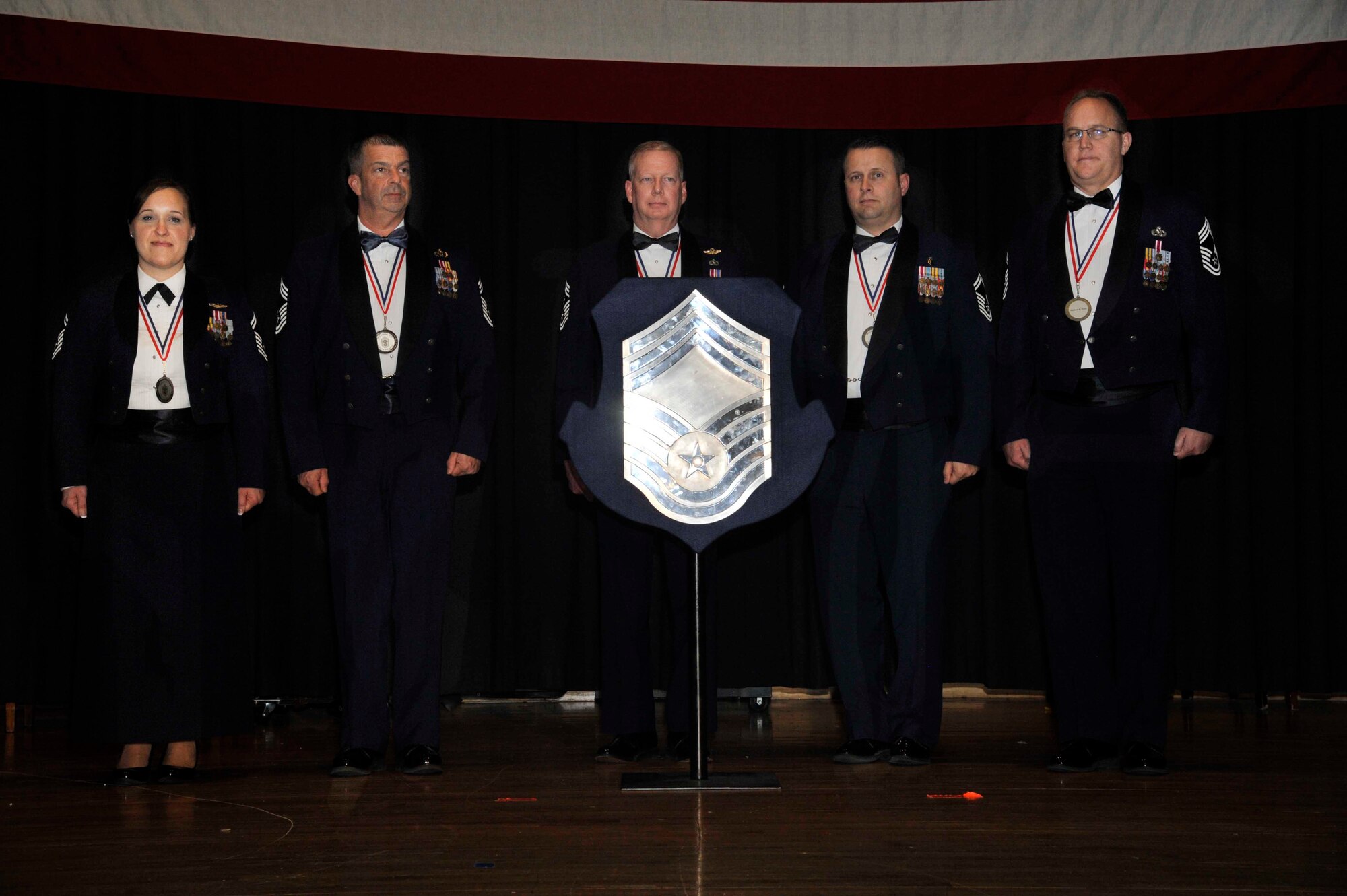 Five Airmen were recognized for their selection to chief master sergeant during a ceremony Jan. 12, 2017 at McConnell Air Force Base, Kan. Chief master sergeant is the highest enlisted rank in the Air Force. (U.S. Air Force photo/Airman 1st Class Erin McClellan)