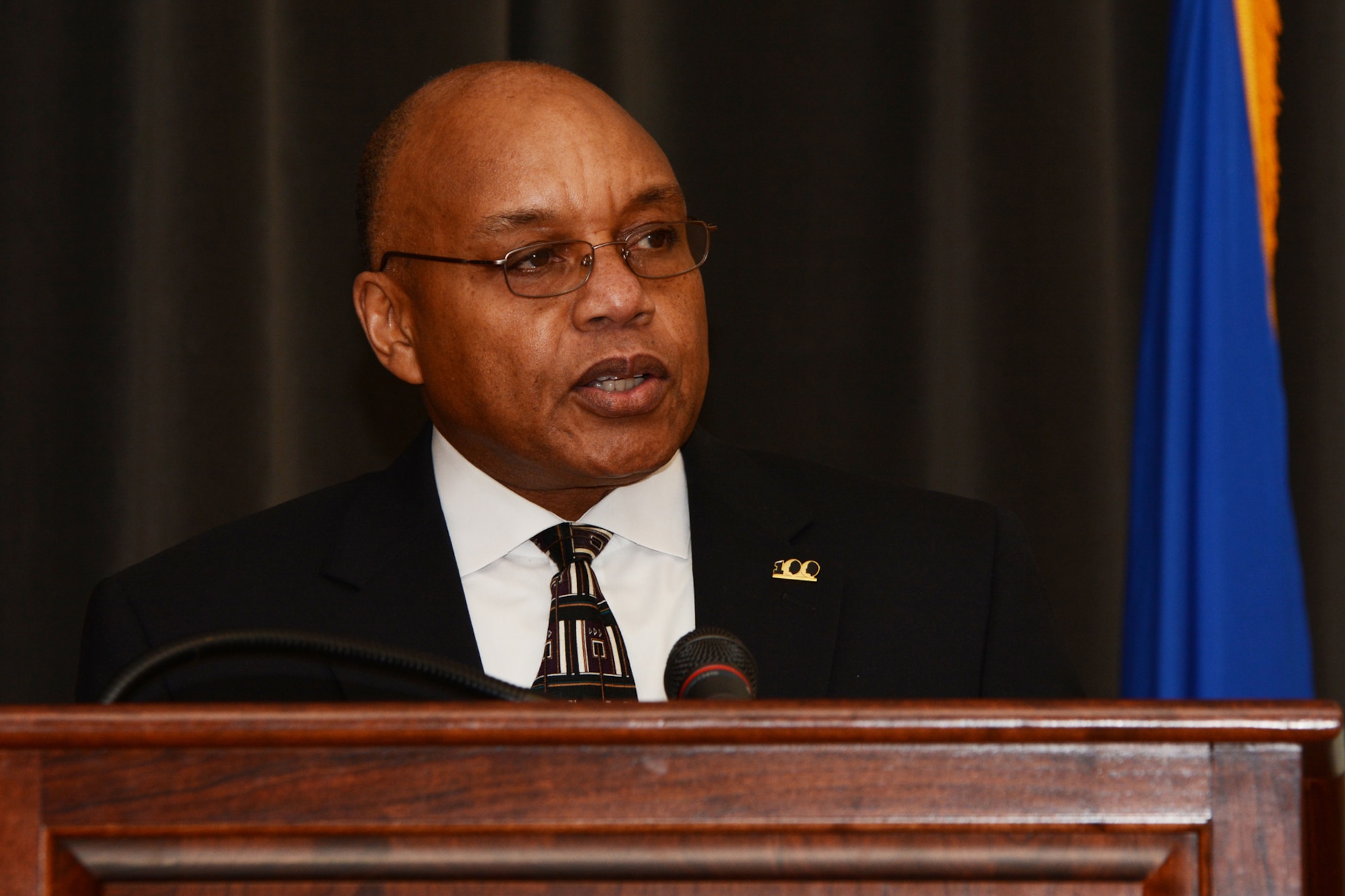 Former Deputy Adjutant General for the State of Arkansas, Retired Brig. Gen. William J. Johnson, speaks during the 19th Airlift Wing’s Rev. Dr. Martin Luther King, Jr., March and Celebration at Little Rock Air Force Base, Ark., Jan. 13, 2017.  Team Little Rock celebrated “Unity in Community” with local entertainment, food and a commemorative walk in honor of Dr. King. (U.S. Air Force photo by Master Sgt. Jeff Walston/Released)