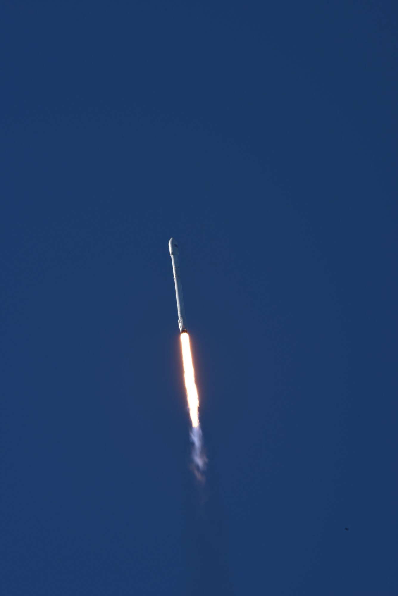 A SpaceX Falcon 9 rocket with an Iridium NEXT satellite launches from Space Launch Complex-4, Jan. 14, 2017, Vandenberg Air Force Base Calif. Iridium NEXT will replace the world’s largest commercial satellite network of low-earth orbit satellites in what will be one of the largest “tech upgrades” in history. With multiple organizations working toward the same goal of mission success, strong working relationships among organizations are paramount. (U.S. Air Force photo by Senior Airman Ian Dudley/Released)