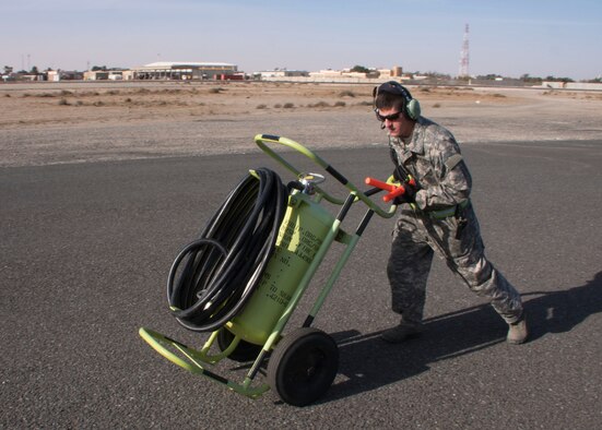 This week's Rock Solid Warrior is Staff Sgt. Michael Rumfelt, a 386th EAMXS C-130 crew chief, deployed from Peoria Air National Guard Base, Illinois.  (U.S. Air Force photo/Senior Airman Andrew Park)