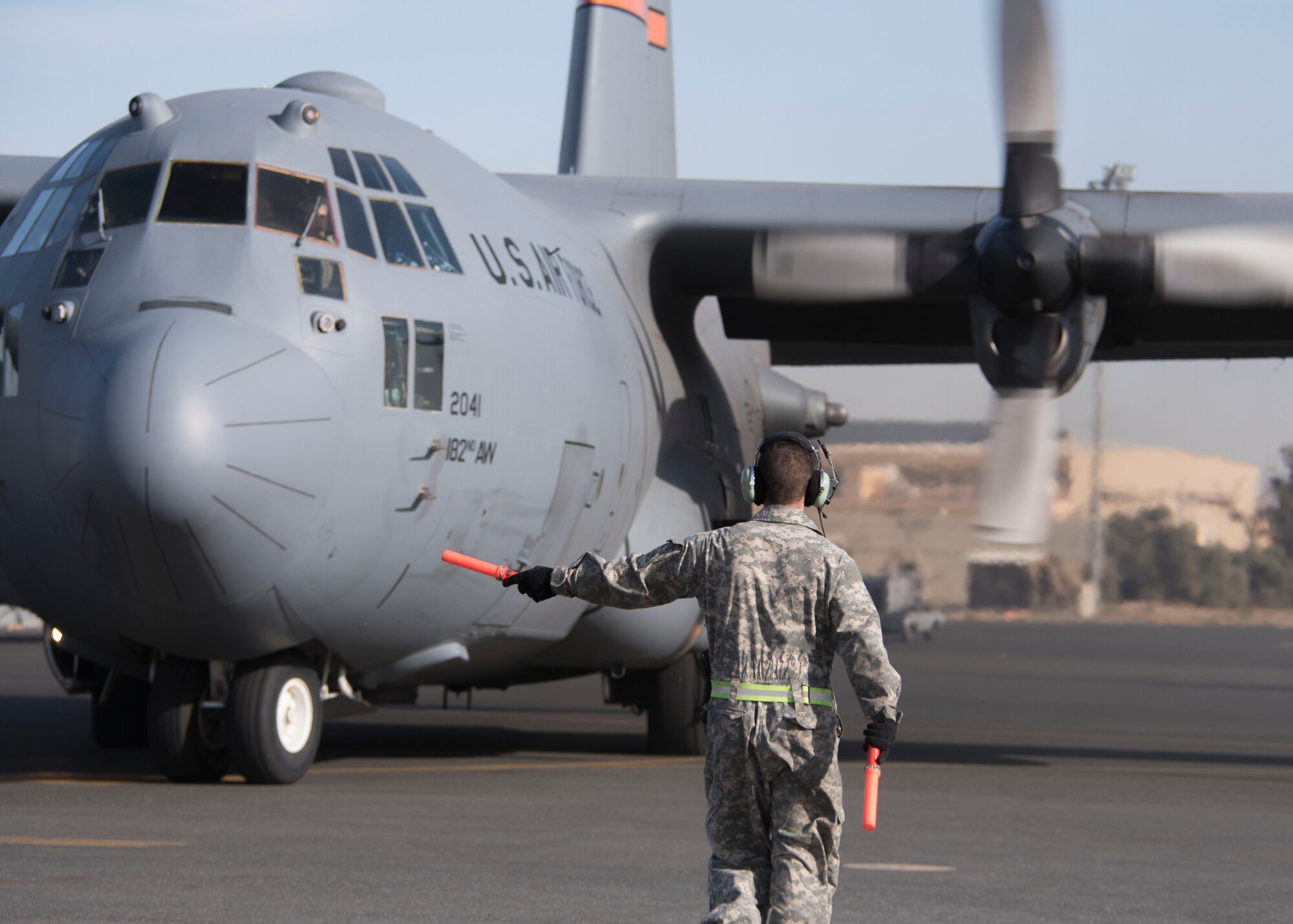 This week's Rock Solid Warrior is Staff Sgt. Michael Rumfelt, a 386th EAMXS C-130 crew chief, deployed from Peoria Air National Guard Base, Illinois.  (U.S. Air Force photo/Senior Airman Andrew Park)