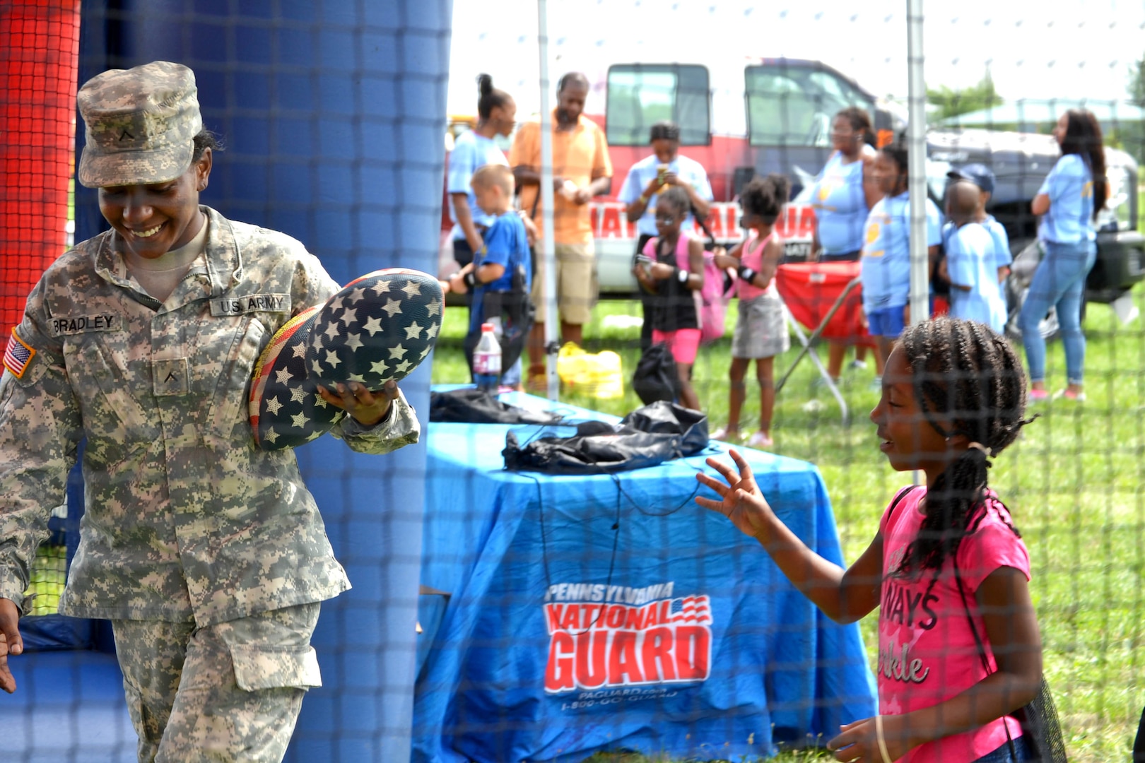 DLA Troop Support active duty personnel were among nearly 40 military personnel to help local children complete seven obstacle courses during the Philly Play Summer Challenge August 10, 2016 in Northeast Philadelphia. More than 2,000 local children participated in the event, aimed at encouraging teamwork and physical fitness.