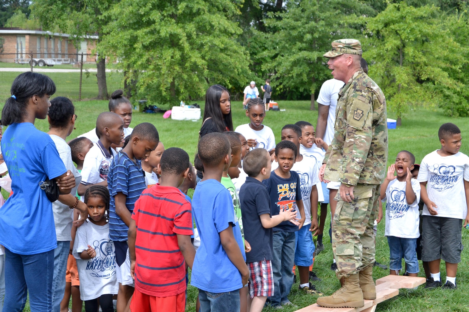 DLA Troop Support active duty personnel were among nearly 40 military personnel to help local children complete seven obstacle courses during the Philly Play Summer Challenge August 10, 2016 in Northeast Philadelphia. More than 2,000 local children participated in the event, aimed at encouraging teamwork and physical fitness.