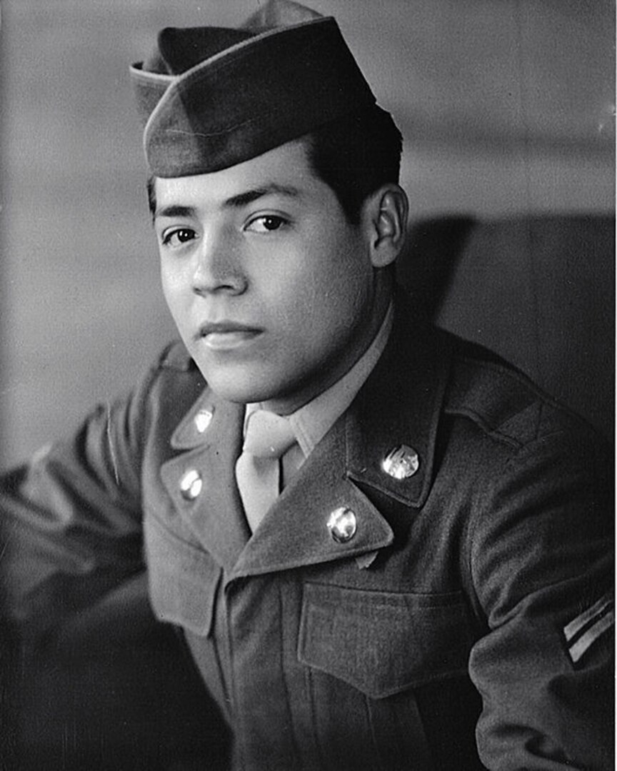A photograph of Cpl. Luis Patlan Torres, who went missing in action during his tour in Korea in 1950. Torres was determined to be a prisoner of war and in 1954 was declared dead by the Department of Defense. His remains were unidentified until the DOD identified him through bone records.