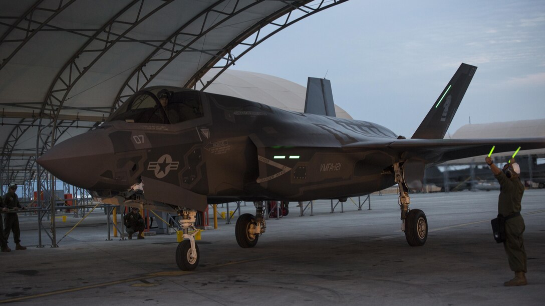 U.S. Marine Corps Lt. Col. J. T. Bardo, commanding officer of Marine Fighter Attack Squadron 121, emerges from an F-35B Lightning II upon arrival at Marine Corps Air Station Iwakuni, Japan, Jan. 18, 2017. VMFA-121 conducted a permanent change of station to MCAS Iwakuni, from MCAS Yuma, Ariz., and now belongs to Marine Aircraft Group 12, 1st Marine Aircraft Wing, III Marine Expeditionary Force. The F-35B Lightning II is a fifth-generation fighter, which is the world’s first operational supersonic short takeoff and vertical landing aircraft. The F-35B brings strategic agility, operational flexibility and tactical supremacy to III MEF with a mission radius greater than that of the F/A-18 Hornet and AV-8B Harrier II in support of the U.S. – Japan alliance.