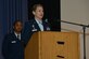 U.S. Air Force Col. Caroline M. Miller, 633rd Air Base Wing commander, speaks during the Martin Luther King Jr. event at Joint Base Langley-Eustis, Va., Jan. 13, 2017. Every year the Langley African American Heritage Council plans, coordinates and directs the event and activities during Black History Month. (U.S. Air Force photo by Airman 1st Class Tristan Biese)