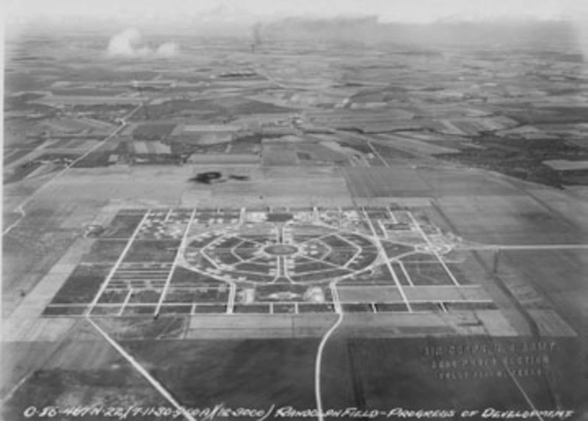 Randolph Field under construction in 1930. On Oct. 1, 1931, the Air Corps Training Center moved its headquarters to Randolph. A month later, on Nov. 2, the first pilot training class of 210 flying cadets and 99 student officers began their primary pilot training.