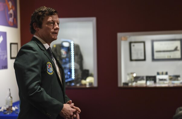 Retired Col. Warren Ward, 596th Bomb Squadron B-52G Stratofortress co-pilot during Operation Senior Surprise, gives closing remarks at the 26th anniversary of Operation Secret Squirrel at Barksdale Air Force Base, La., Jan. 17, 2017. Operation Senior Surprise, known to aircrew and maintainers as Secret Squirrel, remained classified until Jan. 16, 1992, when crewmembers and maintainers who made the mission possible were presented with air, achievement and commendation medals for their efforts. (U.S. Air Force photo/Airman 1st Class Alexis Schultz)