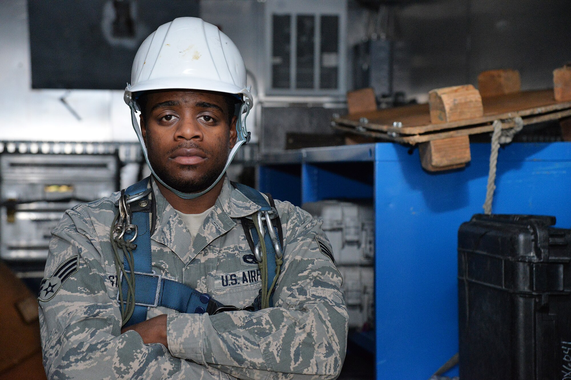 Senior Airman Shaquille Stephens, 341st Missile Maintenance Squadron maintenance technician, poses for a photo Jan. 17, 2017, at Malmstrom Air Force Base, Mont. Stephens recently transferred from another maintenance shop and is learning missile maintenance duties while awaiting additional training to become a field worker. (U.S. Air Force photo/Airman 1st Class Daniel Brosam)