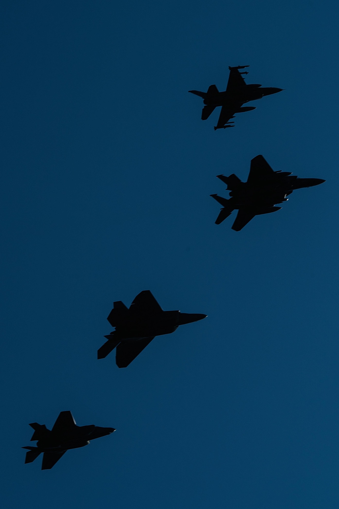 Capt. Skyler Collins and Maj. Caleb Edmondson, 335th Fighter Squadron F-15E Strike Eagle pilot and weapons system officer, fly a practice route, Jan. 19, 2017, over the skies of Seymour Johnson Air Force Base, North Carolina, in preparation for the official fly-over of the 58th Presidential Inauguration. The 335th FS F-15E Strike Eagle will fly in a four-ship formation alongside a 94th FS F-22 Raptor from Langley AFB, Virginia; a 58th FS F-35 Lightning II from Eglin AFB, Florida; and a 55th FS F-16 Fighting Falcon from Shaw AFB, South Carolina, during President-Elect Donald Trump’s inauguration ceremony in Washington, Jan. 20, 2017. (U.S. Air Force photo by Airman Shawna L. Keyes)