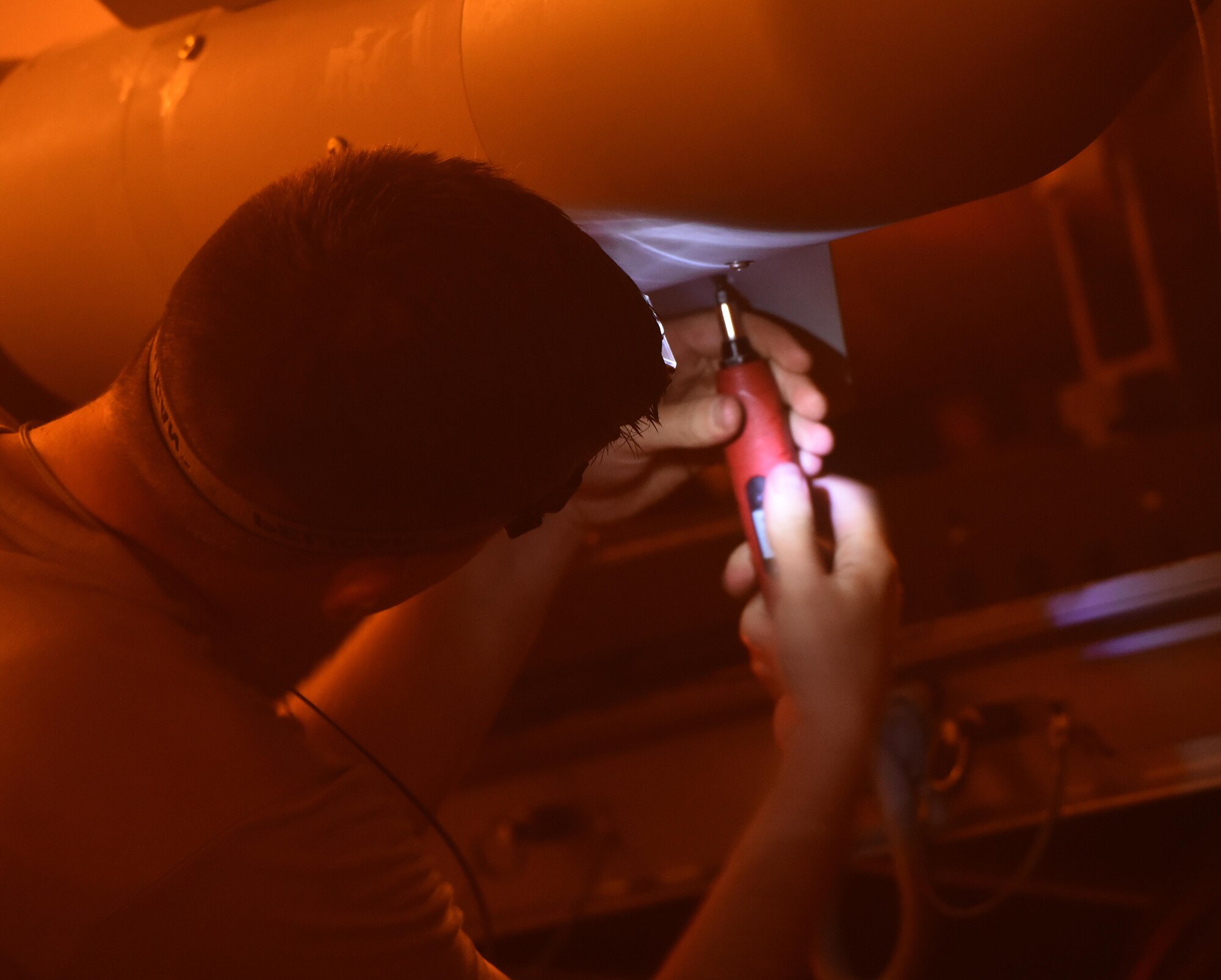 U.S. Air Force Staff Sgt. Brody Bundy, 33rd Aircraft Maintenance Squadron aircraft armament systems craftsman, secures panels on a GBU-12 prior to being loaded into an F-35A January 18, 2017, at Eglin Air Force Base, Florida. The 33rd Fighter Wing loaded and released the Air Education and Training Command’s first live bombs from an F-35A. Six aircraft were loaded with armed GBU-12s, and two bombs were released over the Eglin Air Force Base range. (U.S. Air Force photo by Staff Sgt. Peter Thompson)