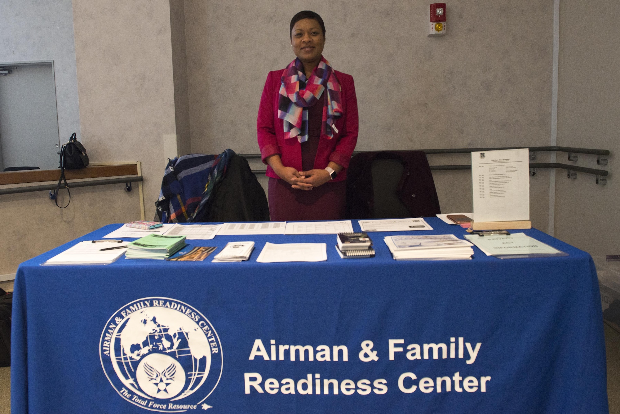 Jayla Finley, 374th Force Support Squadron community readiness consultant, hosts the Right Start course held at the Airman & Family Readiness Center at Yokota Air Base, Japan, Jan. 19, 2017. The A&FRC is an organization that supports and maintains mission readiness by assisting service members and their dependents as they adjust to the challenges and demands of military life. (U.S. Air Force photo by Senior Airman David C. Danford)