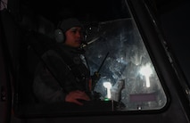 U.S Air Force Reserve Senior Airman José Agadier, 452nd Aircraft Maintenance Squadron C-17 Globemaster III crew chief, operates a boom to spray propylene glycol onto a C-17 aircraft at Ramstein Air Base, Germany, Jan. 19, 2017. The spray is used to deice aircraft throughout the winter months. Airmen from multiple Reserve aircraft maintenance squadrons are on a temporary duty assignment at Ramstein to train with the 721st AMXS. (U.S. Air Force photo by Senior Airman Tryphena Mayhugh)