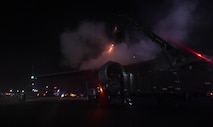 U.S. Air Force Reserve Airmen assigned to the 452nd Aircraft Maintenance Squadron and 446th Maintenance Squadron spray propylene glycol onto the wing of a C-17 Globemaster III aircraft at Ramstein Air Base, Germany, Jan. 19, 2017. The spray is used to deice aircraft approximately 20 minutes before they depart throughout the winter months. Airmen from multiple Reserve aircraft maintenance squadrons are on a temporary duty assignment at Ramstein to train with the 721st AMXS. (U.S. Air Force photo by Senior Airman Tryphena Mayhugh)