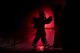 A firefighter enters a prop aircraft during nighttime, live-fire training Jan. 10, 2017, at Moody Air Force Base, Ga. After extinguishing external fires, firefighters entered the prop aircraft to continue combating the flames. (U.S. Air Force photo/Airman 1st Class Daniel Snider)